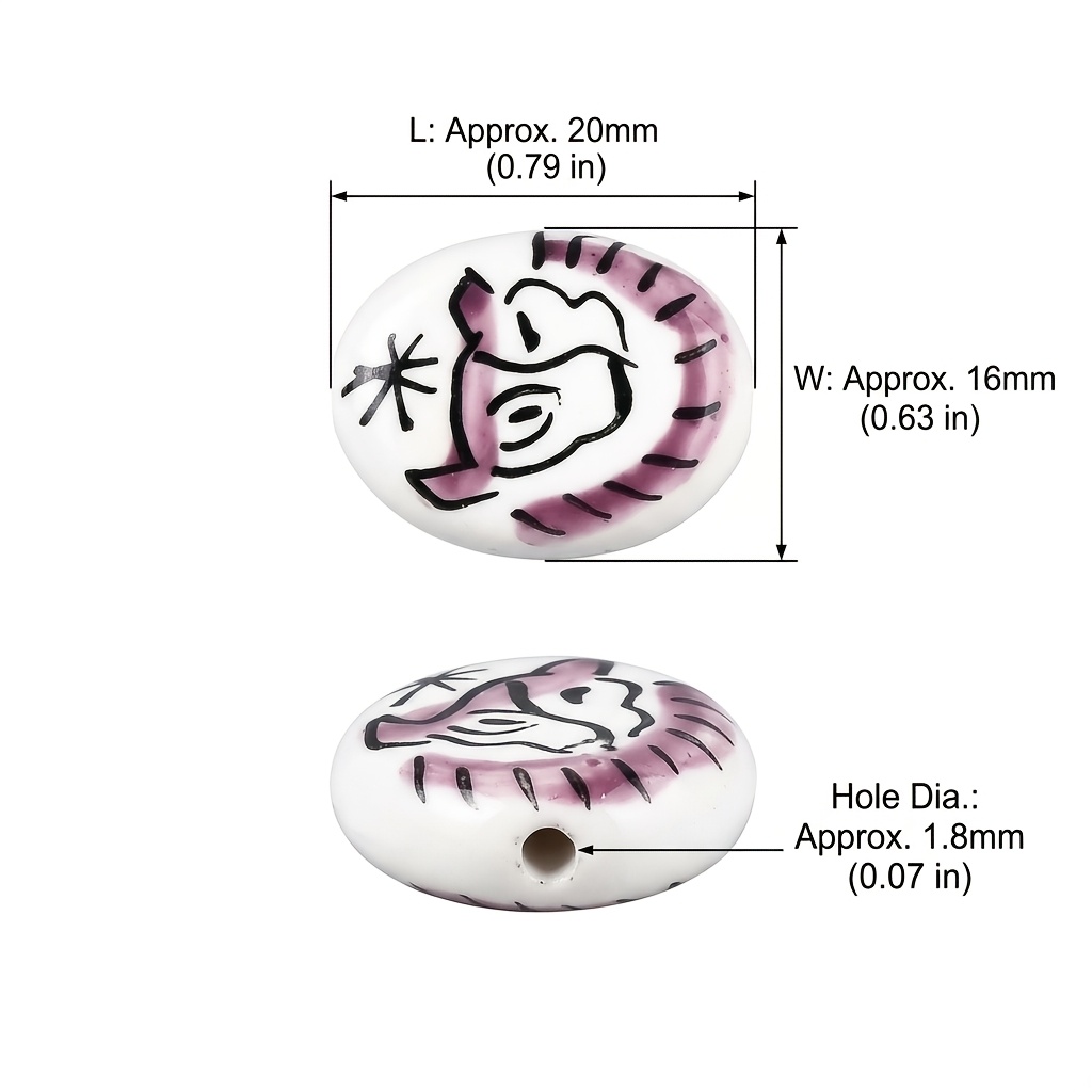 7pcs Hand-Painted Bohemian Tribal Wolf Beads for DIY Jewellery